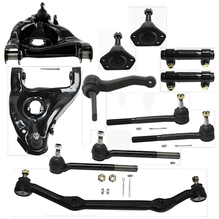 TrueDrive 12-Piece Kit Front Suspension Kit, Includes (2) Ball Joint, (1) Center Link, (2) Control Arm, (1) Idler Arm, (2) Tie Rod Adjusting Sleeve, and (4) Tie Rod End