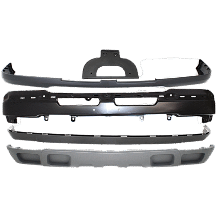 Replacement 5-Piece Kit, Front, Upper Primed Bumper Cover, Includes (1) Bumper, (1) Bumper Cover, (1) License Plate Bracket, and (2) Valance
