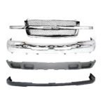 Replacement 4-Piece Kit, Front Bumper, Chrome, Includes (1) Bumper, (1) Bumper Cover, (1) Grille, and (1) Valance