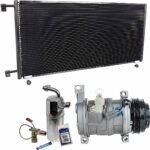 DriveMotive 3-Piece Kit A/C Compressor with A/C Condenser and A/C Service Kit (A/C Accumulator, Expansion Valve, Orifice Tube, and A/C O-Ring and Gasket Seal Kit), 4-Groove Pulley, Two Bolts to Mount the Hoses