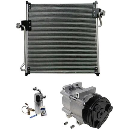 DriveMotive 3-Piece Kit A/C Compressor with A/C Condenser, and A/C Service Kit (A/C Accumulator, A/C Orifice Tube, and A/C O-Ring and Gasket Seal Kit), 6-Groove Pulley