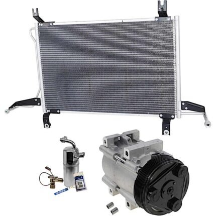 DriveMotive 3-Piece Kit A/C Compressor, 6-Groove Pulley, includes A/C Condenser, and A/C Service Kit (A/C Accumulator, A/C Orifice Tube, and A/C O-Ring and Gasket Seal Kit)