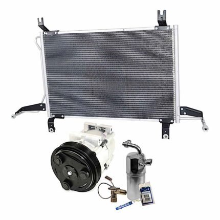 DriveMotive 3-Piece Kit A/C Compressor, 6-Groove Pulley, includes A/C Condenser, and A/C Service Kit (A/C Accumulator, A/C Orifice Tube, and A/C O-Ring and Gasket Seal Kit)