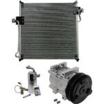 DriveMotive 3-Piece Kit A/C Compressor with A/C Condenser, and A/C Service Kit (A/C Accumulator, A/C Orifice Tube, and A/C O-Ring and Gasket Seal Kit), 6-Groove Pulley