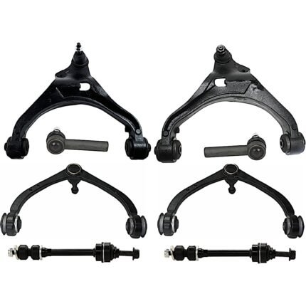 TrueDrive 8-Piece Kit Front, Driver and Passenger Side, Upper and Lower Control Arm, includes (4) Control Arm, (2) Sway Bar Link, and (2) Tie Rod End