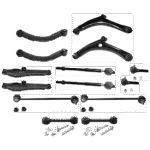 TrueDrive 14-Piece Kit Front and Rear, Driver and Passenger Side, Upper and Lower Control Arms with Lateral Links, Sway Bar Links, and Tie Rod Ends