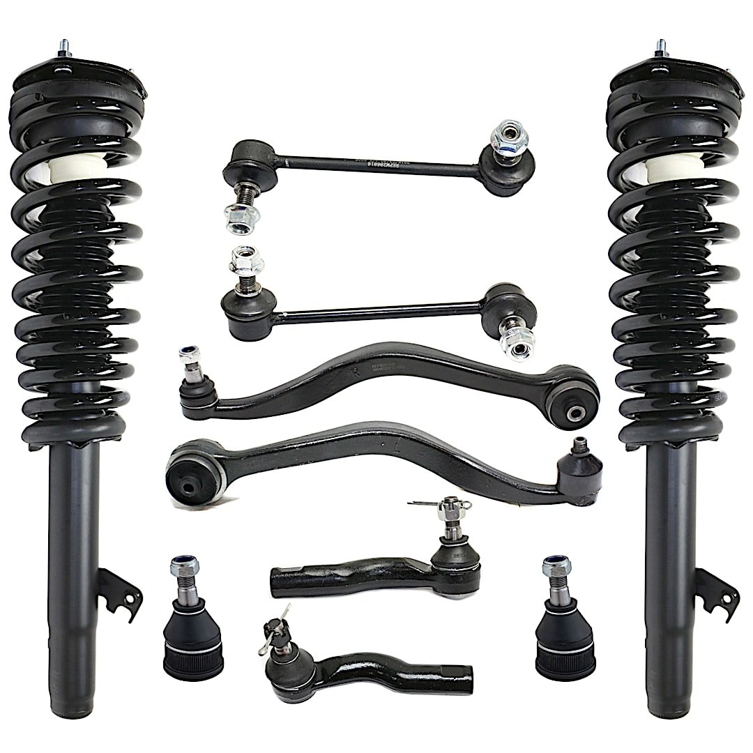 kit-061318-16_1.jpg TrueDrive 10-Piece Kit Front, Driver and Passenger Side, Lower Control Arm Kit, Includes (2) Ball Joint, (2) Control Arm, (2) Loaded Strut, (2) Sway Bar Link, and (2) Tie Rod End - Image 1