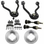 TrueDrive 8-Piece Kit Front, Driver and Passenger Side Axle Assembly, Four Wheel Drive, includes Brake Discs, Brake Pad Set, and Control Arms