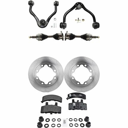TrueDrive 8-Piece Kit Front Axle Assembly with Brake Discs, Brake Pad Set, and Control Arms, 4WD, with 8,600 lbs. GVW