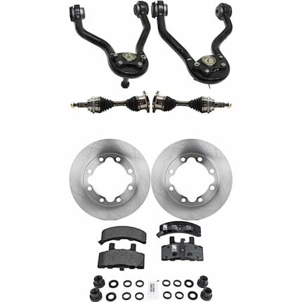 TrueDrive 8-Piece Kit Front Axle Assembly with Brake Discs, Brake Pad Set, and Control Arms, 4WD