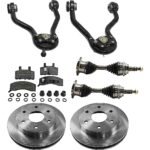 TrueDrive 8-Piece Kit Front, Driver and Passenger Side Axle Assembly with Brake Discs, Brake Pad Set, and Control Arms