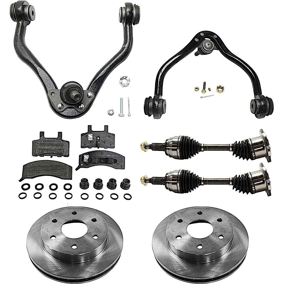 kit-061522-048_1.jpg TrueDrive 8-Piece Kit Front, Driver and Passenger Side Axle Assembly with Brake Discs, Brake Pad Set, and Control Arms, Four Wheel Drive - Image 1