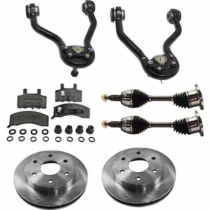 TrueDrive 8-Piece Kit Front, Driver and Passenger Side Axle Assembly with Brake Discs, Brake Pad Set, and Control Arms