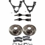 TrueDrive 7-Piece Kit Front, Driver and Passenger Side, Lower Control Arm with Axle Assemblies, Brake Discs, and Brake Pad Set, 6 Lugs