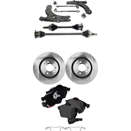 TrueDrive 6-Piece Kit Front, Driver and Passenger Side Control Arm, Includes (2) Axle Assembly, (2) Brake Disc, (1) Brake Pad Set, and (1) Control Arm
