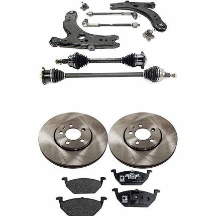 TrueDrive 6-Piece Kit Front, Driver and Passenger Side Control Arm, Sedan/Wagon, includes Axle Assembly, Brake Discs, and Brake Pad Set