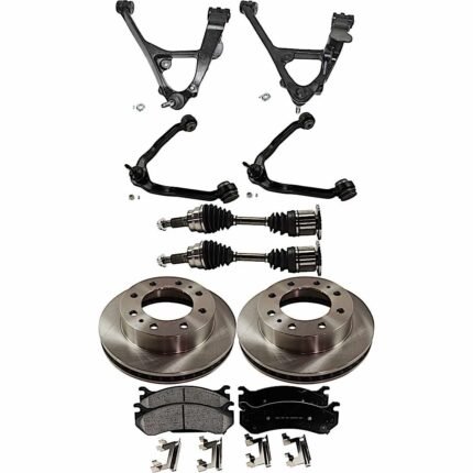 TrueDrive 9-Piece Kit Front, Driver and Passenger Side, Upper and Lower Control Arm, All Wheel Drive, 8 Lug Wheels, With Front Torsion Bar Spring, includes Axle Assembly, Brake Discs, and Brake Pad Set
