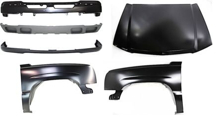 Replacement 6-Piece Kit, Front, Driver and Passenger Side Fender, Includes (1) Bumper, (1) Bumper Cover, (2) Fender, (1) Hood, and (1) Valance