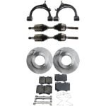 TrueDrive 8-Piece Kit Front, Driver and Passenger Side Axle Assemblies, 4WD, includes Brake Discs, Brake Pad Sets, and Control Arms