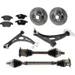 TrueDrive 8-Piece Kit Front Axle Assembly with Brake Discs, Brake Pad Set, and Control Arms, Automatic Dual Clutch Transmission
