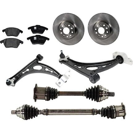 TrueDrive 8-Piece Kit Front Axle Assembly with Brake Discs, Brake Pad Set, and Control Arms, Automatic Dual Clutch Transmission
