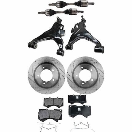 TrueDrive 8-Piece Kit Front Axle Assembly with Brake Discs, Brake Pad Set, and Control Arms, 4WD