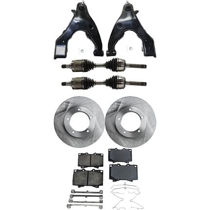 TrueDrive 7-Piece Kit Front, Driver and Passenger Side, Lower Control Arms, 4WD, includes Axle Assembly, Brake Discs, and Brake Pad Set