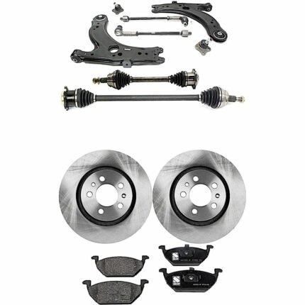 TrueDrive 8-Piece Kit Front, Driver and Passenger Side Control Arm, Automatic, No Sensor, Automatic Transmission, Includes (2) Axle Assembly, (2) Brake Disc, (1) Brake Pad Set, and (1) Control Arm