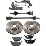 TrueDrive 6-Piece Kit Front, Driver and Passenger Side Control Arm with Axle Assembly, Brake Discs, and Brake Pad Set, Production Date To May 1999, No Wear Sensor