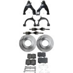 TrueDrive 9-Piece Kit Front, Driver and Passenger Side, Upper and Lower Control Arms, 4WD, includes Axle Assembly, Brake Discs, and Brake Pad Set
