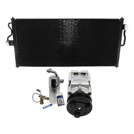 DriveMotive 3-Piece Kit A/C Compressor, 6-Groove Pulley, includes A/C Condenser, and A/C Service Kit (A/C Accumulator, A/C Orifice Tube, and A/C O-Ring and Gasket Seal Kit)