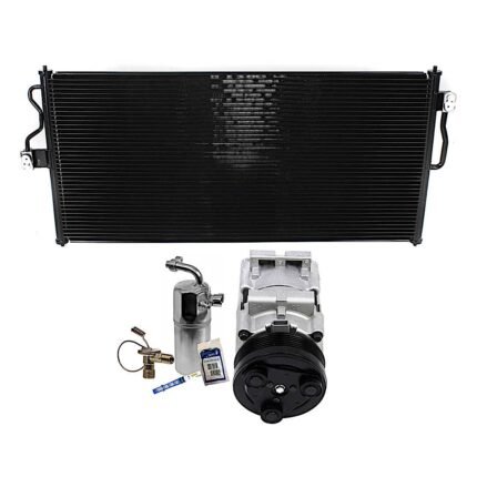 DriveMotive 3-Piece Kit A/C Compressor, 6-Groove Pulley, includes A/C Condenser, and A/C Service Kit (A/C Accumulator, A/C Orifice Tube, and A/C O-Ring and Gasket Seal Kit)