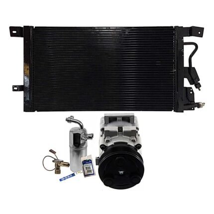 DriveMotive 3-Piece Kit A/C Compressor, 6-Groove Pulley, includes A/C Condenser, and A/C Service Kit (A/C Accumulator, A/C Discharge and Liquid Line, and A/C O-Ring and Gasket Seal Kit)