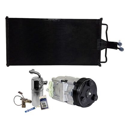 DriveMotive 3-Piece Kit A/C Compressor, 6-Groove Pulley, includes A/C Condenser, and A/C Service Kit (A/C Accumulator, A/C Orifice Tube, and A/C O-Ring and Gasket Seal Kit)