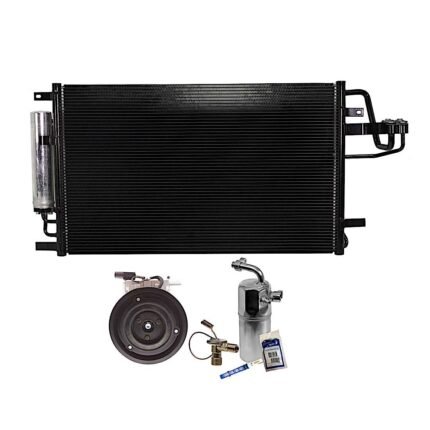 DriveMotive 3-Piece Kit A/C Compressor with A/C Condenser, and A/C Service Kit (A/C Expansion Valve, A/C Receiver Drier, and A/C O-Ring and Gasket Seal Kit), 4-Groove Pulley