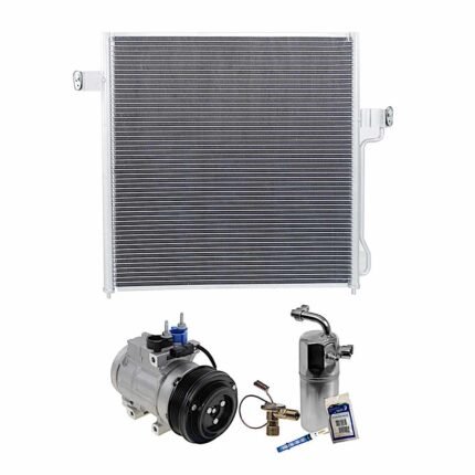 DriveMotive 3-Piece Kit A/C Compressor with A/C Condenser and A/C Service Kit, with Clutch, 6-Groove Pulley, For Models With FS20 Compressor Type and Rear Air Conditioning
