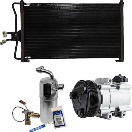 DriveMotive 3-Piece Kit A/C Compressor with A/C Condenser, and A/C Service Kit (A/C Accumulator, A/C Orifice Tube, and A/C O-Ring and Gasket Seal Kit), 6-Groove Pulley