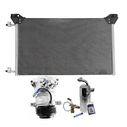 DriveMotive 3-Piece Kit A/C Compressor, Turbocharged, DIESEL, 6-Groove Pulley, includes A/C Condenser, and A/C Service Kit (A/C Accumulator, A/C Orifice Tube, and A/C O-Ring and Gasket Seal Kit)