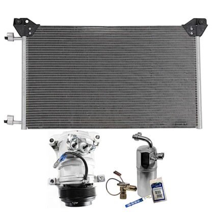 DriveMotive 3-Piece Kit A/C Compressor, Turbocharged, DIESEL, 6-Groove Pulley, includes A/C Condenser, and A/C Service Kit (A/C Accumulator, A/C Orifice Tube, and A/C O-Ring and Gasket Seal Kit)
