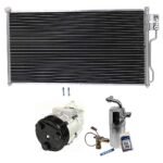 DriveMotive 3-Piece Kit A/C Compressor, 8-Groove Pulley, includes A/C Condenser, and A/C Service Kit (A/C Accumulator, A/C Orifice Tube, and A/C O-Ring and Gasket Seal Kit)