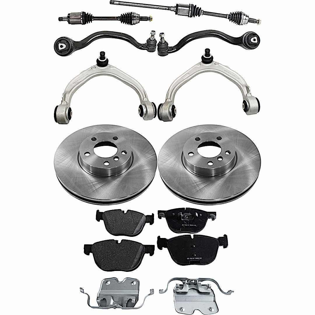 kit-062422-295_1.jpg TrueDrive 10-Piece Kit Front Axle Assembly, AWD, includes Brake Discs, Brake Pad Sets, and Control Arms - Image 1
