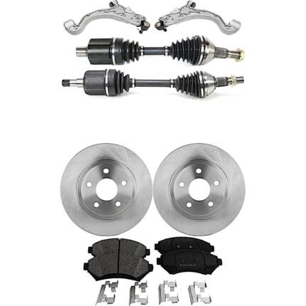 TrueDrive 7-Piece Kit Front, Driver and Passenger Side, Lower Control Arm, FWD, includes Axle Assembly, Brake Discs, and Brake Pad Set