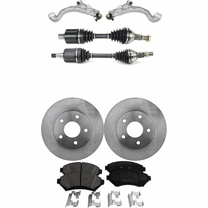 TrueDrive 8-Piece Kit Front, Driver and Passenger Side, Lower Control Arm, FWD, Includes (2) Axle Assembly, (2) Brake Disc, (1) Brake Pad Set, and (2) Control Arm