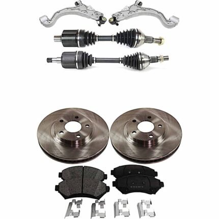 TrueDrive 7-Piece Kit Front, Driver and Passenger Side, Lower Control Arm, FWD, includes Axle Assembly, Brake Discs, and Brake Pad Set
