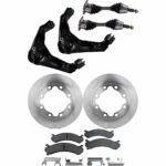 TrueDrive 8-Piece Kit Front, Driver and Passenger Side Axle Assembly, 4WD, Supplied with Standard Neoprene Outboard Boot, New, includes (2) Axle Assembly, (2) Brake Disc, (1) Brake Pad Set, and (2) Control Arm