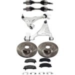 TrueDrive 8-Piece Kit Front, Driver and Passenger Side Axle Assembly, FWD, includes Brake Discs, Brake Pad Sets, and Control Arms