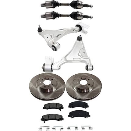 TrueDrive 8-Piece Kit Front, Driver and Passenger Side Axle Assembly, FWD, includes Brake Discs, Brake Pad Sets, and Control Arms