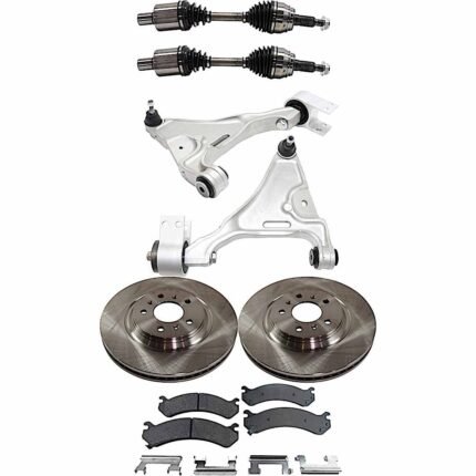 TrueDrive 8-Piece Kit Front, Driver and Passenger Side Axle Assembly, FWD, includes Brake Discs, Brake Pad Sets, and Control Arms