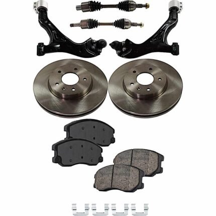 TrueDrive 8-Piece Kit Front Axle Assembly with Brake Discs, Brake Pad Set, and Control Arms, AWD