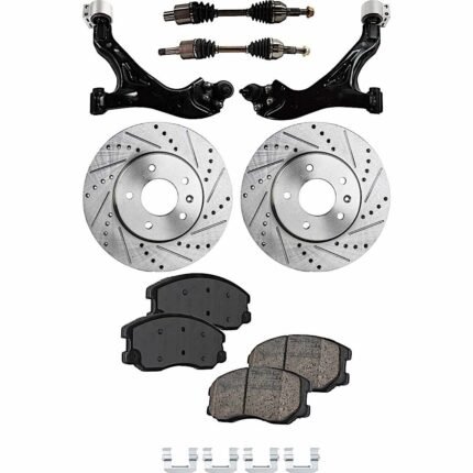TrueDrive 8-Piece Kit Front Axle Assembly with Brake Discs, Brake Pad Set, and Control Arms, AWD